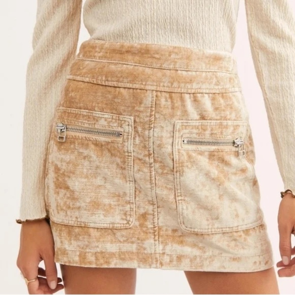 Free People Dust to Dust Crushed Velvet Mini Skirt